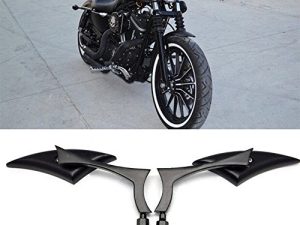 Black 8mm/10mm Motorcycle Spear Blade Rear View Side Mirrors for Cruiser Chopper Sportster Dyna Softail Street Bike Scooter Dirt Bike