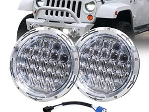 COWONE Newest 130W 7" inch LED Headlights DRL Compatible with Jeep Wrangler 97-2018 JK TJ LJ Hummer H1 H2 Headlamp Chrome