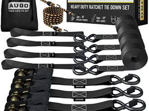 AUGO Ratchet Tie Down Straps –4 PK– 15 FT – 2