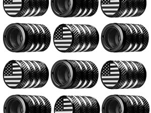 Tire Valve Stem Cap Cover - (12 Pack) Tire Air Cap Metal with Plastic Liner Corrosion Resistant Leak-Proof American Flag for Car Truck Motorcycle Bike
