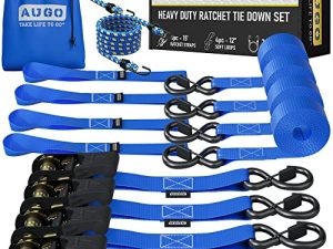 AUGO Ratchet Tie Down Straps –4 PK– 15 FT – 2