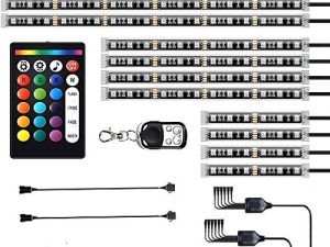 XLANJINGJ 12Pcs Motorcycle LED Light Kit Strips Multi-Color Accent Glow Neon Ground Effect Atmosphere Lamp with Dual IR/RF Remote Controller for DC 12V Motorcycles Cars ATVs SUVs